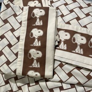 🌸SOLD🌸 Vintage 1977 Peanuts Snoopy Charlie Brown Full Double Sheet Set 2 Pillow